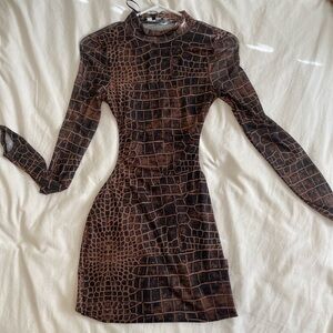 Brown body con dress